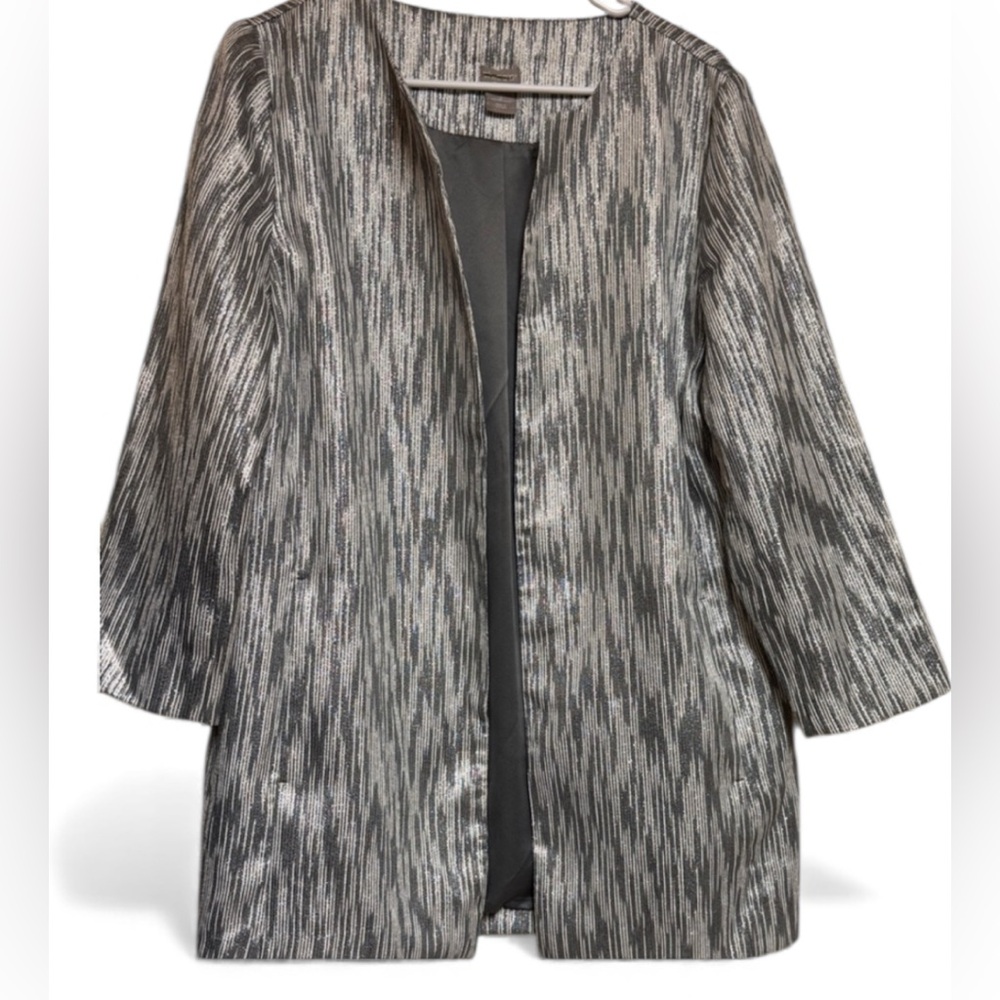 Chico's Traveller metallic gray-Textured Women's Blazer -Chicos 2 -US sz 12/14